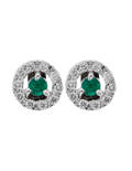 PAR DE ARETAS ESMERALDA HALO DIAMANTES