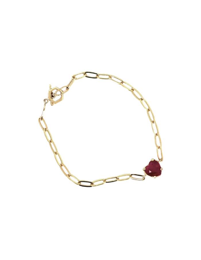PULSERA PAPER CLIP CORAZÓN RUBÍ