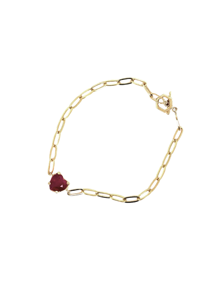 PULSERA PAPER CLIP CORAZÓN RUBÍ