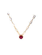 CADENA PAPERCLIP CORAZÓN RUBÍ