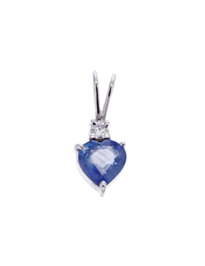 DIJE CORAZÓN ZAFIRO Y DIAMANTE