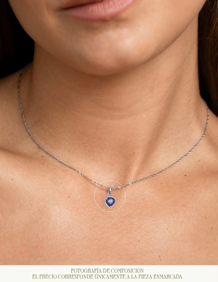 DIJE CORAZÓN ZAFIRO Y DIAMANTE