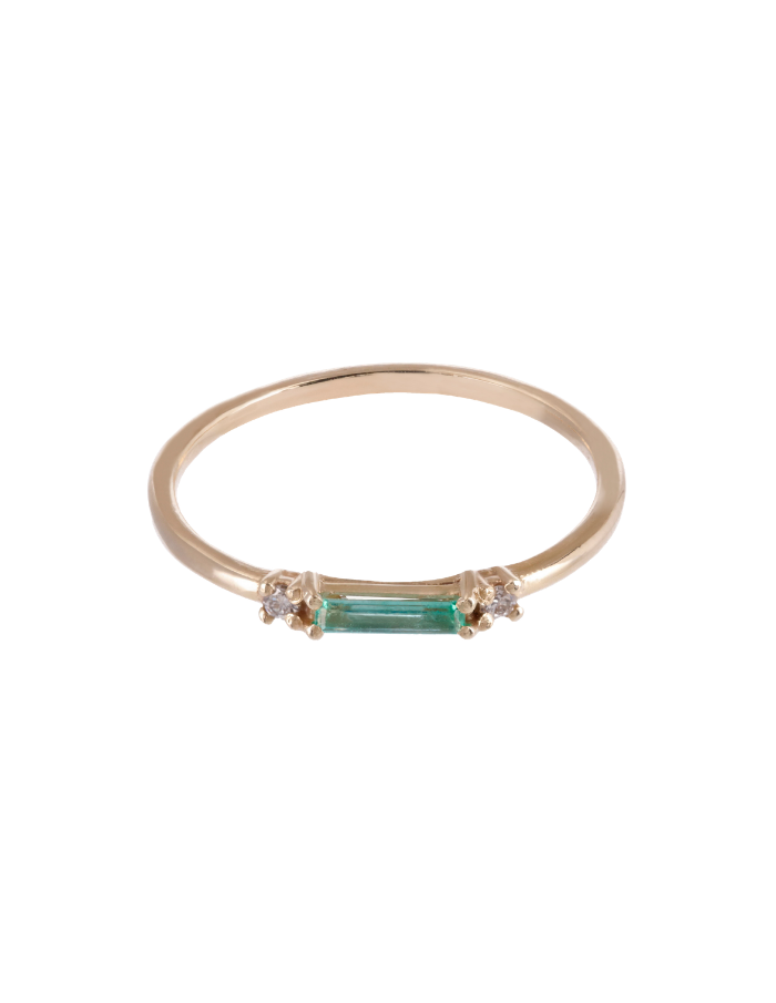 ARGOLLA ESMERALDA BAGUETTE CON DIAMANTES REDONDOS