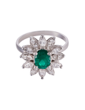 ANILLO FLOR ESMERALDA Y DIAMANTES