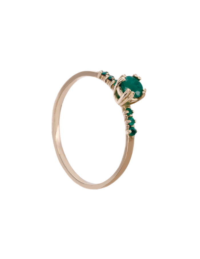 ANILLO ESMERALDA SOLITARIO Y ESMERALDAS MINI