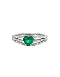 ANILLO CORAZÓN ESMERALDA TIRAS DIAMANTES