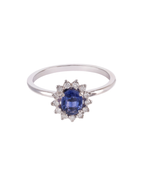 ANILLO ZAFIRO OVALADO CLUSTER DIAMANTES